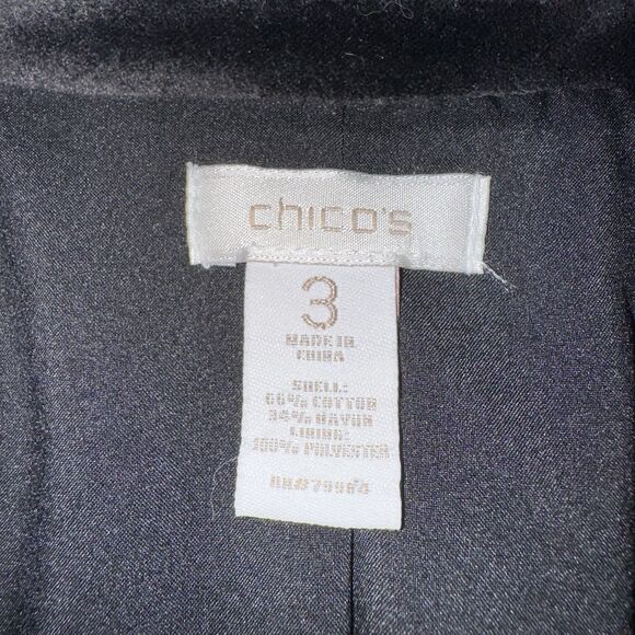 Chico's Black Velvet Blazer Special Occasion Day To Night Women Sz 3 - XL - Picture 11 of 12